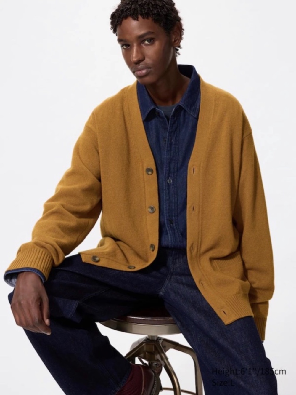 Uniqlo Lambswool Unisex Pocket Cardigan L Sand Beige Neutral Academia Dudecore